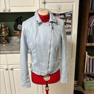 Streetwear Society powder blue vegan suede jacket, super soft!